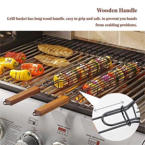 product_image_name-Generic-Kebab Grilling Basket & Grilling Skewers Stainless Steel - Kabob Grilling Baskets set of 1 Metal BBQ Basket. Kabob Basket for Veggies, Jumbo Shrimps, Onion, Fish, Chicken and Meat Grill Baskets- Grilling Baskets-7