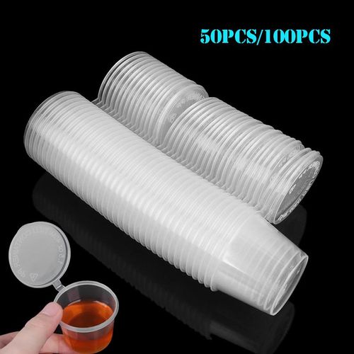 50pcs Disposable Plastic Takeaway Sauce Cup Container Storage Food Box With  Lid