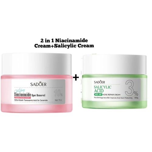 product_image_name-SADOER-2 in1 Niacinamide 10%  Cream+SAlicylic Cream Whitening And Brightening Face CreamCream For Acne - Blackhead Remover - Dark Spot Remover For Face - Scar Removal Cream-1