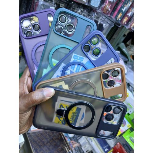 product_image_name-Generic-Transparent MagSafe Magnetic Ring Stand Case with 360° Rotatable Ring and Camera Lens Protector for iPhone 13 Pro Max - Blueish-3