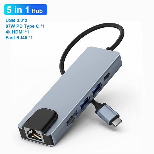 USB C Hub 8 In 1 Type C 3.1 To 4K HDMI Adapter with RJ45 SD/TF Card Reader  PD Fast Charge for MacBook Notebook Laptop Computer