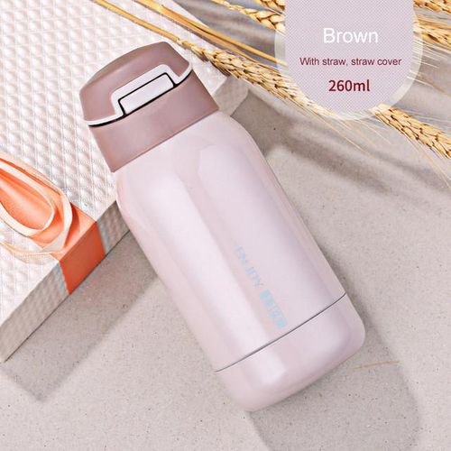 Thermos Cup With Straw Baby Bottle Thermal Flasks Stainless Steel Bottle Vacuum  Flask 450ml 