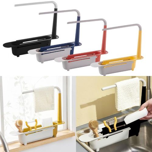 Telescopic Sink Rack Soap Sponge Holder Kitchen Sinks Organizer