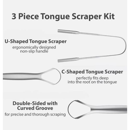 product_image_name-Generic-3 Pack Tongue Scrapers U Shaped Tongue Coating Cleaner, Large Opening Arc Tongue Cleaner, Small Opening Arc Scraper Stainless Steel -2