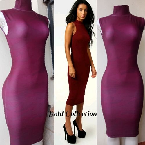  KIPAA Women's Dress Plunging Neck Open Back Bodycon Halter Dress  Women's Dress (Color : Burgundy, Size : Small) : Clothing, Shoes & Jewelry