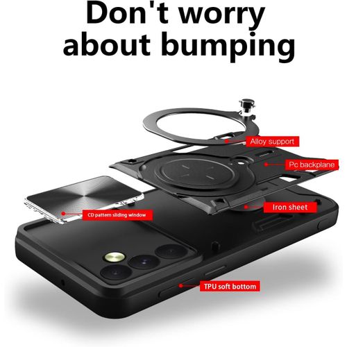 product_image_name-Generic-For Samsung Galaxy A55 5G Case cover with Ring Holder Kickstand & Camera Lens Slide Protector Cover, Military Grade Hard Armour Shockproof Rugged Phone Case-2