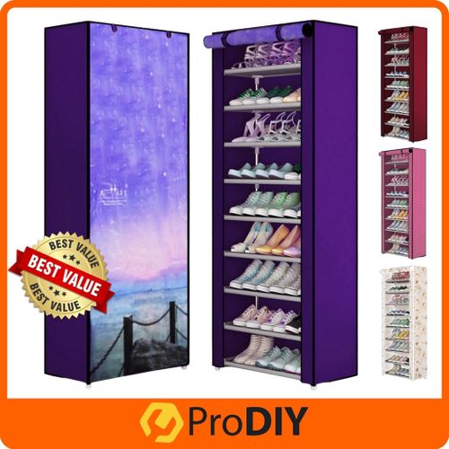 product_image_name-Generic-10 Layers Free Standing Shoe Rack Organizer With Cover-4