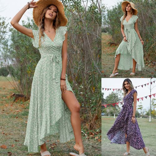 Umitay maxi dresses 2033 Women's Fashion Casual Large Solid Round Neck  Suspender Vest A-line Long Dress 