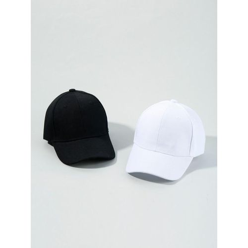 product_image_name-Fashion-2PC Plain Colour Baseball Caps White and Black-1