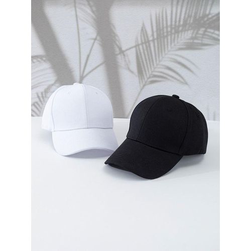 product_image_name-Fashion-2PC Plain Colour Baseball Caps White and Black-3