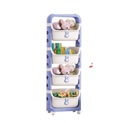 product_image_name-Generic-Diaper Organizer Kids Toy Storage Organizer Stackable Rolling Cart, Children Playroom Decor Doll Activity Rack Shelf Plastic Bins Box Mobile Move Everywhere with Caster Wheels (Color pink, Size 4 Tier)-7