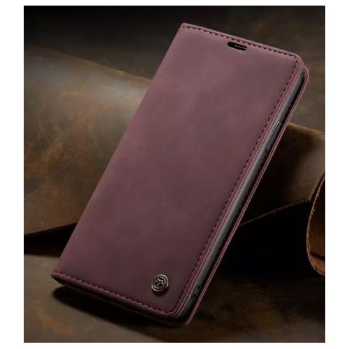 product_image_name-Generic-Oppo A3x Phone Case, Maroon Retro Flip Wallet Suede Leather Cover Case, All-Round Protection with Card Holder, Card Slots, Magnetic Closure and Foldable Stand-1
