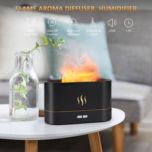 Flame Air Diffuser,Humidifier,Portable-Noiseless Aroma Diffuser for  Home,Office or Yoga Essential Oil Diffuser with No-Water Auto-Off Protection