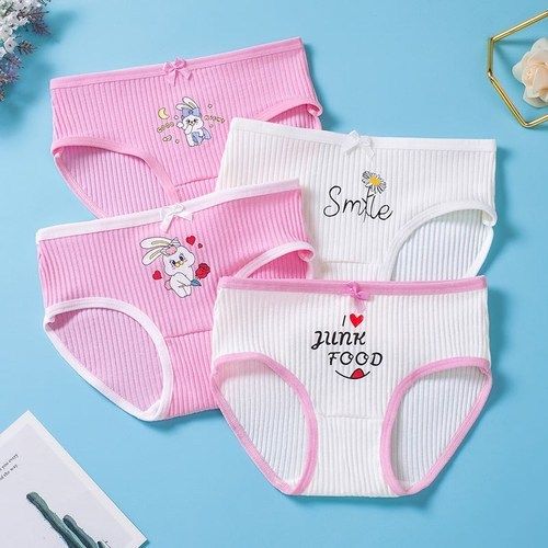 4pcs Comfortable Cotton Underwear for Girls Over 8 Years Old