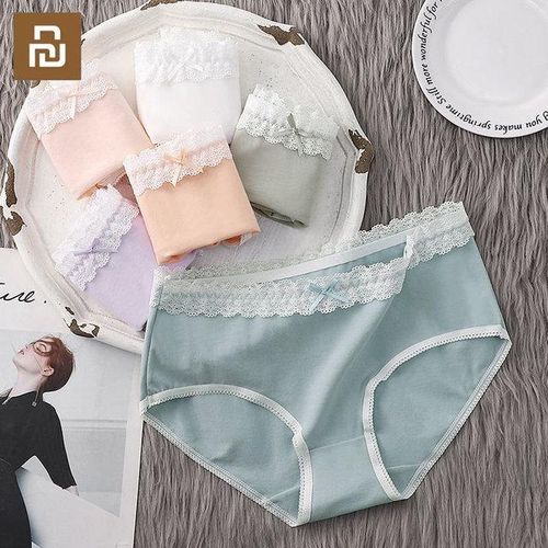 Generic 3pcs Youpin Ladies Mid Waist Panties Pure Cotton Japanese Korean  Style Cute Lace Bow Girl Panties Comfortable Breathable Briefs @ Best Price  Online