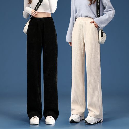 Generic Women Warm Winter Plush Thick Pants Lambskin Cashmere Corduroy  Trousers High Waist Casual Cotton Loose Female Wide Leg  Pants(#Cord-Extended-B) @ Best Price Online