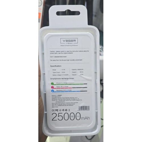 product_image_name-VEGER-Reliable 25000mAh  V11W Power Bank – USB Output + Type-C Input-2