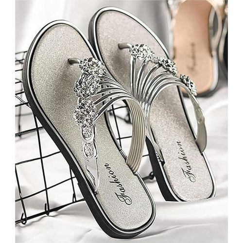 Ladies diamante flat sandals store