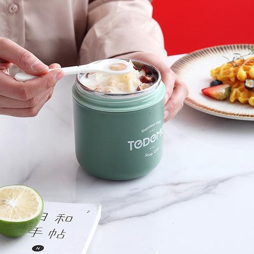 304 Stainless Steel Lunch Box Drinking Cup With Spoon Food Thermal