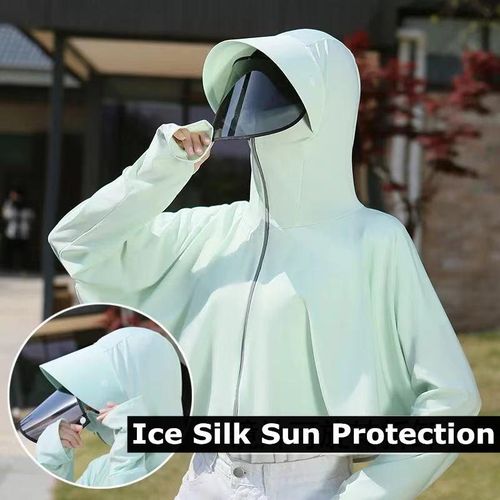 Generic Sunscreen Clothing Cloak Women Summer Ice Silk Hooded UV