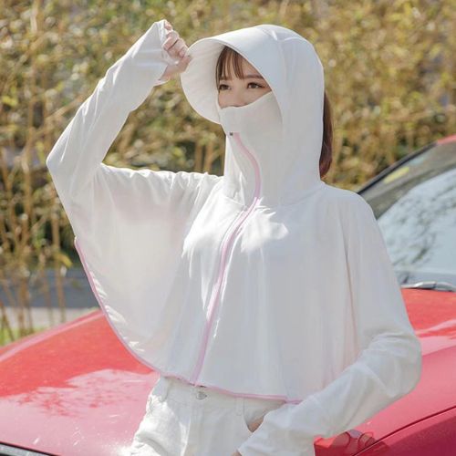 Generic Sunscreen Clothing Cloak Women Summer Ice Silk Hooded UV