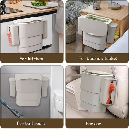 product_image_name-Generic-Foldable Kitchen Hanging dustbin with 2 Trash Bags Storage cans -3