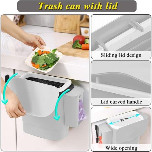 product_image_name-Generic-Foldable Kitchen Hanging dustbin with 2 Trash Bags Storage cans -4