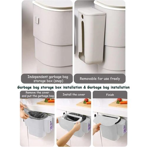 product_image_name-Generic-Foldable Kitchen Hanging dustbin with 2 Trash Bags Storage cans -5