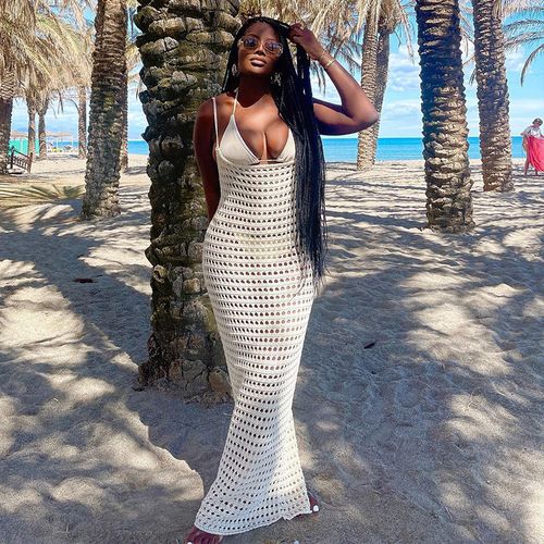 Fashion Black Knitted Crochet Maxi Cover Ups Dress Backless Hollow Out Beach Dress For Best Price Online Jumia Kenya