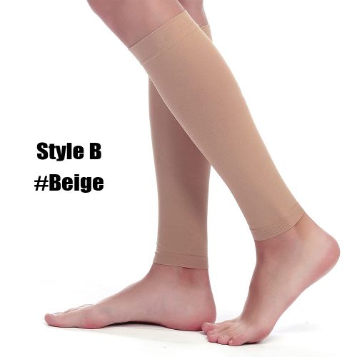 Generic 2Pcs/Pair Sports Calf Compression Socks 20-30 MmHg Knee High Support  Stockings Open Toe For Pregnancy, Varicose Veins, Running-Style B-Beige @  Best Price Online