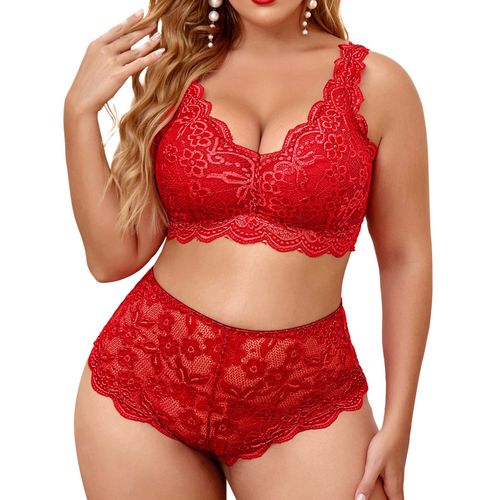 plus Size Two Piece Lingerie for Women Fashion Sexy Lace Underwear