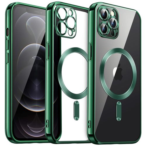 product_image_name-Generic-Electroplated Clear MagSafe Case with Camera Lens Protector for iPhone 15 Pro - Green-1
