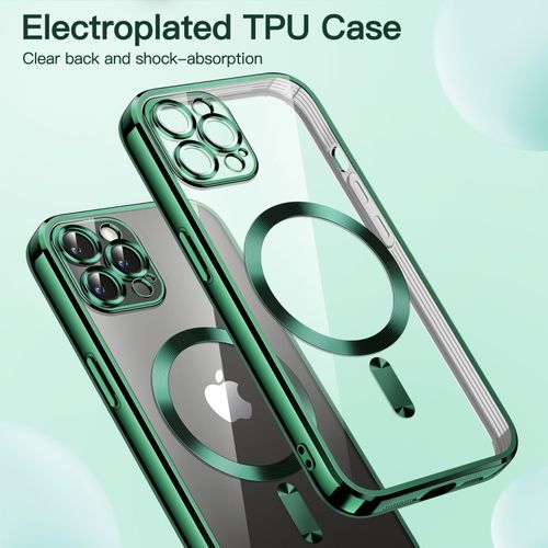 product_image_name-Generic-Electroplated Clear MagSafe Case with Camera Lens Protector for iPhone 15 Pro - Green-2