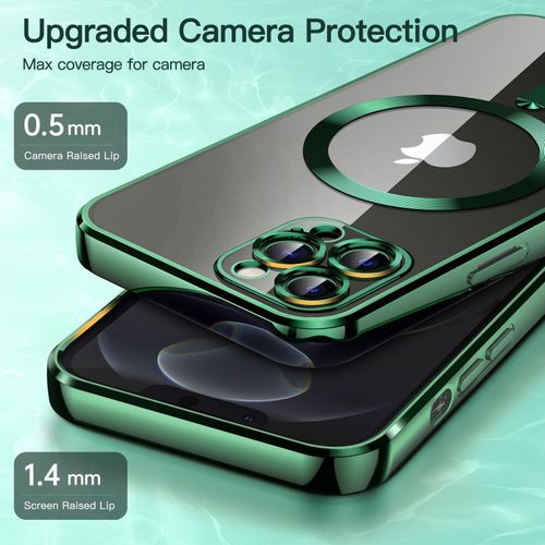 product_image_name-Generic-Electroplated Clear MagSafe Case with Camera Lens Protector for iPhone 15 Pro - Green-3