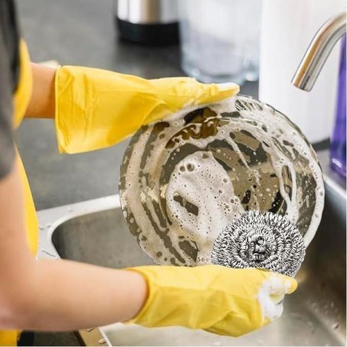 product_image_name-Generic-6pcs Steel Wool Scourer Cleaning Brush Steel Sponges Cleaning Sponge Washer Pot Scraper Stainless Steel Cleaning Sponge Wire Ball Brush for Dishes Pots Sinks Cleaning-4