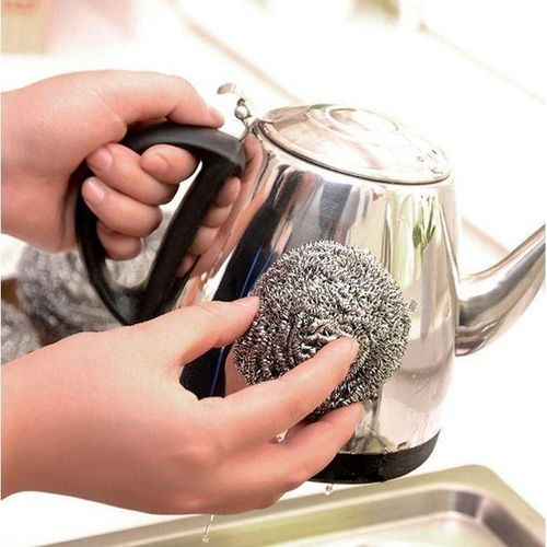 product_image_name-Generic-6pcs Steel Wool Scourer Cleaning Brush Steel Sponges Cleaning Sponge Washer Pot Scraper Stainless Steel Cleaning Sponge Wire Ball Brush for Dishes Pots Sinks Cleaning-6