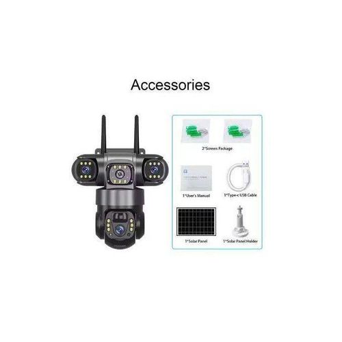 product_image_name-Generic-Solar Light 6MP wifi outdoor Dome Security Camera 3 Lens Two-Way Audio Motion Detection Wireless Security Camera-1