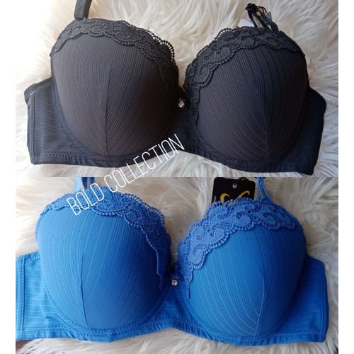 Victoria's Secret Blue Lace Push Up Back Smoothing Bra 34B Size