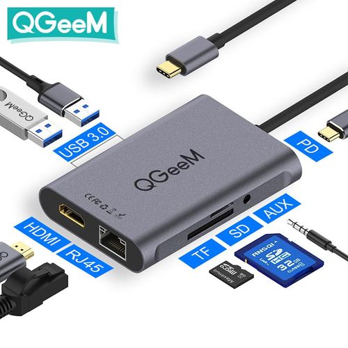 QGeeM 3 in 1 USB C Hub HDMI USB C Adapter