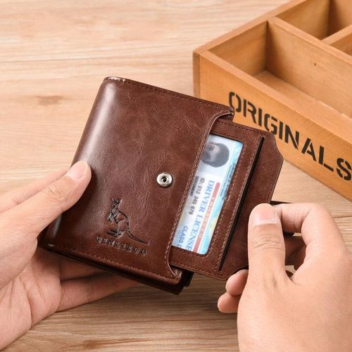 Genuine leather RFID Secured wallet, men leather wallet, compact pure leather  purse ,mini wallet slim leather