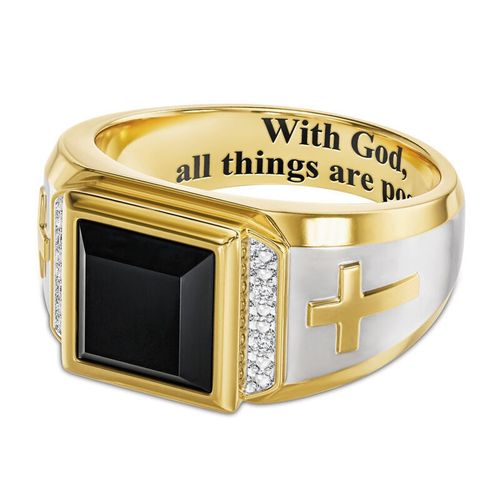 14K White Gold Diamond Cross Ring | Shop 14k White Gold Faith Rings |  Gabriel & Co