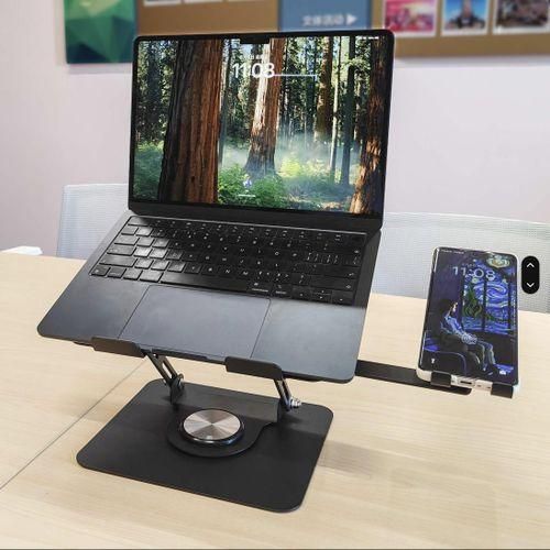 product_image_name-Generic-aptop Stand with Usb Hub and Phone Stand with 360° Rotating Base, Ergonomic Computer Riser for Desk, Adjutable Height Muti-Angle -1