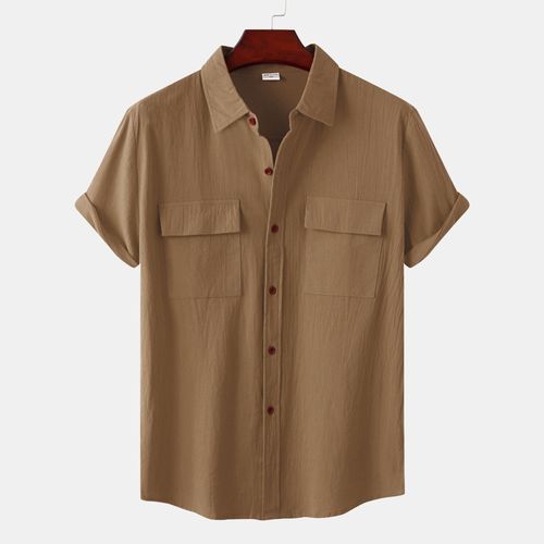 Lucky Brand Men's Short Sleeve Linen Button Up Shirt, Bright White