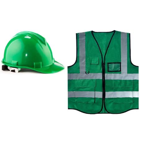 product_image_name-Generic-Construction Safety Set – Green Hard Hat & Reflective Vest-1