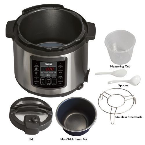 Mika Smart Electric Pressure Cooker, 6L, Stainless Steel & Black @ Best ...