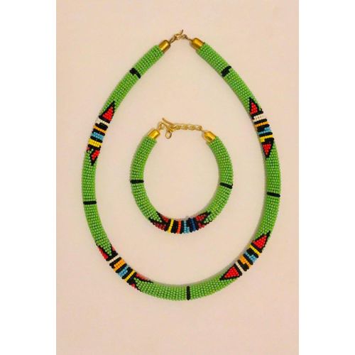product_image_name-African- Beaded necklace with bracelet-1