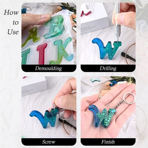 Generic Alphabet Resin Molds Kit DIY Keychain Pendant Epoxy Resin Casting