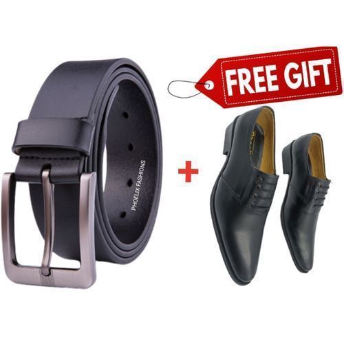 product_image_name-Fashion-Pure Leather Casual Men's Belt + FREE PAIR OF MEN SHOES.-1