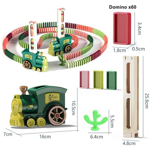 Domino Train Toy Set With 60pcs Domino Blocks,automatic Domino Laying  Electric Train With Sound 