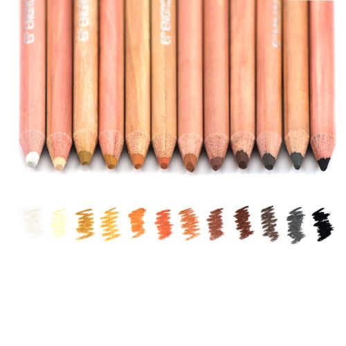 12 Professional Soft Pastel Pencils Wood Skin Tints Pastel Colored